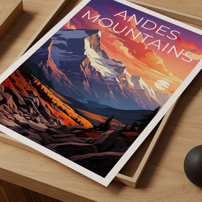 Andes Travel Poster, South America Wall Art, South America Print, Andes Poster, Mountain Poster, Nature Poster, Andes Art