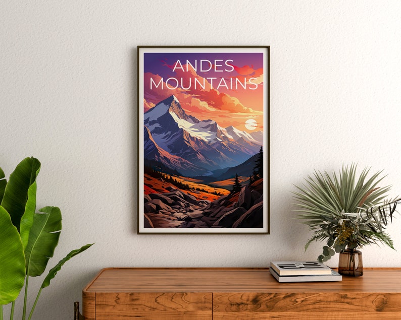 Andes Travel Poster, South America Wall Art, South America Print, Andes Poster, Mountain Poster, Nature Poster, Andes Art
