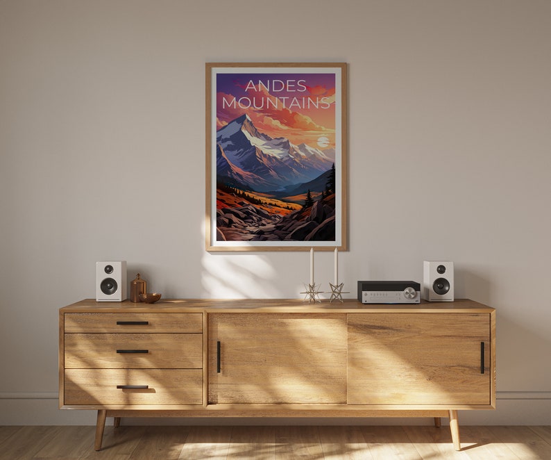 Andes Travel Poster, South America Wall Art, South America Print, Andes Poster, Mountain Poster, Nature Poster, Andes Art
