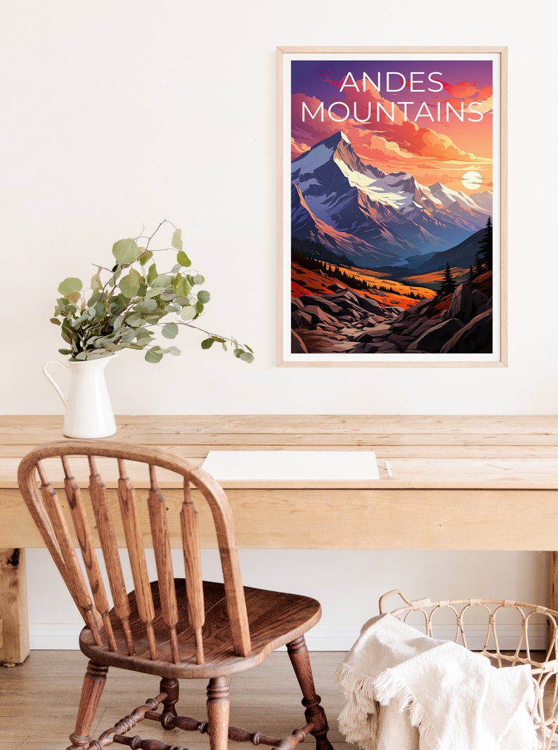 Andes Travel Poster, South America Wall Art, South America Print, Andes Poster, Mountain Poster, Nature Poster, Andes Art