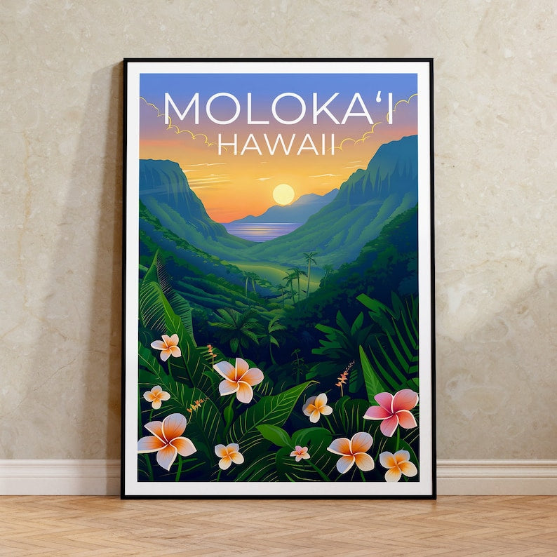 Moloka‘i Poster, Moloka‘i Print, Hawaii Poster, Hawaii Print, Molokai Poster, Coast Art, Molokai Print
