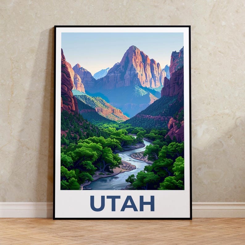 Utah Print Poster, Zion Wall Art, Zion National Park Poster, Travel Gift Idea, Utah Illustration, Utah Poster