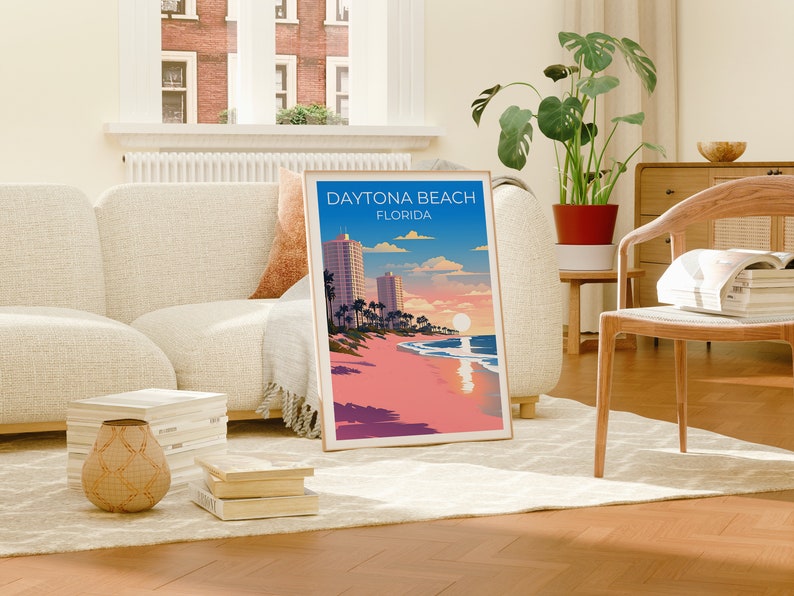 Affiche de voyage de Daytona Beach, art mural de Floride, impression de Floride, affiche de Dayton Beach, affiche de plage de Floride, affiche de nature, art de Daytona Beach