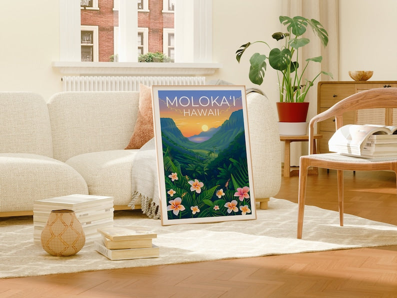 Moloka‘i Poster, Moloka‘i Print, Hawaii Poster, Hawaii Print, Molokai Poster, Coast Art, Molokai Print