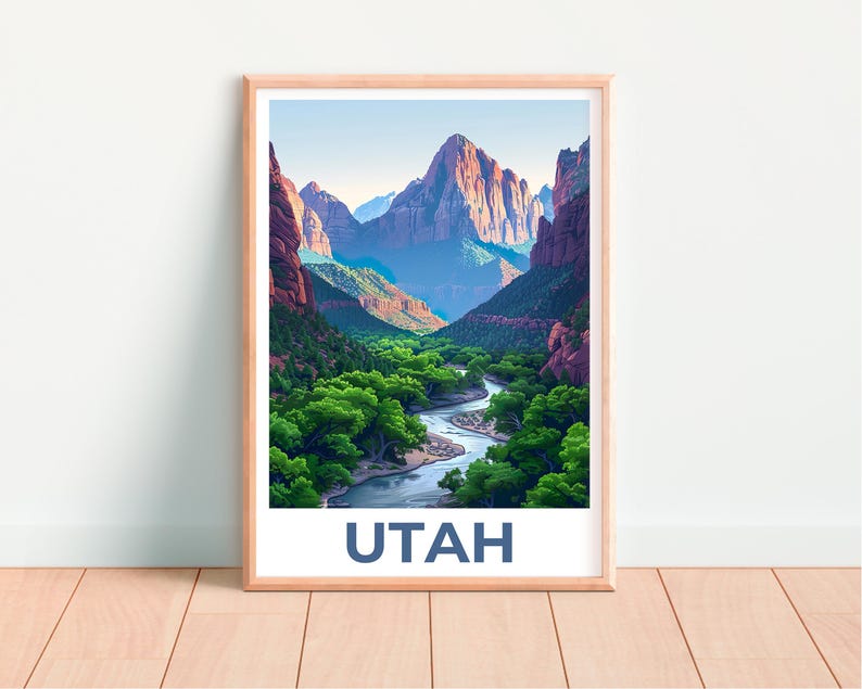 Utah Print Poster, Zion Wall Art, Zion National Park Poster, Travel Gift Idea, Utah Illustration, Utah Poster