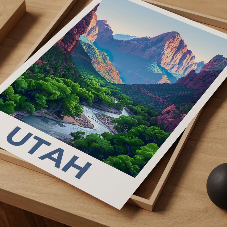Utah Print Poster, Zion Wall Art, Zion National Park Poster, Travel Gift Idea, Utah Illustration, Utah Poster