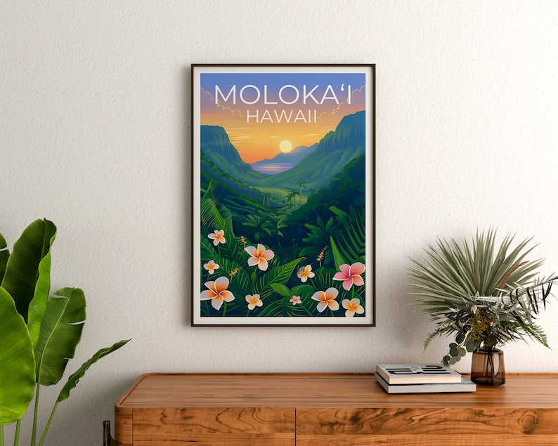 Moloka‘i Poster, Moloka‘i Print, Hawaii Poster, Hawaii Print, Molokai Poster, Coast Art, Molokai Print