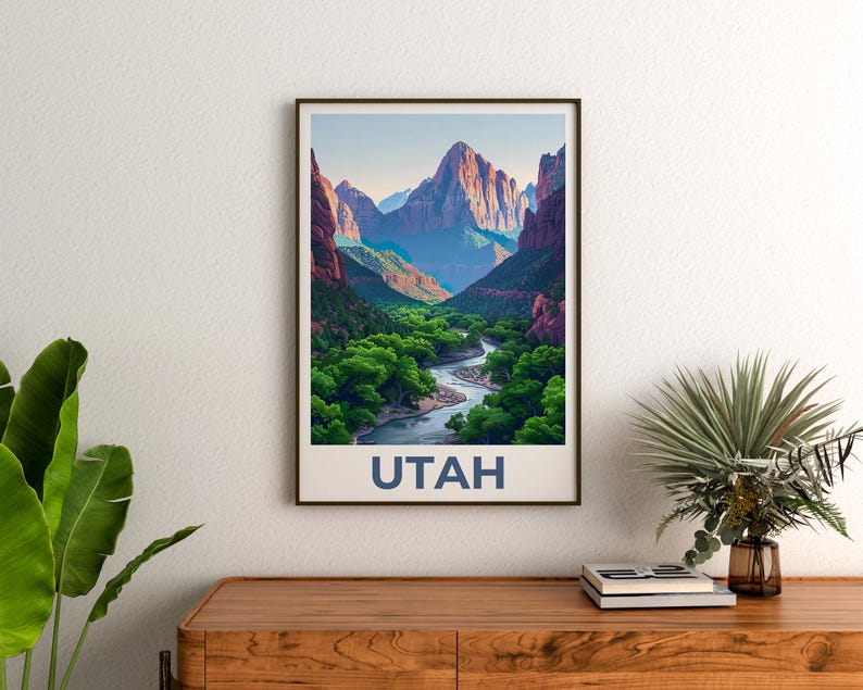 Utah Print Poster, Zion Wall Art, Zion National Park Poster, Travel Gift Idea, Utah Illustration, Utah Poster
