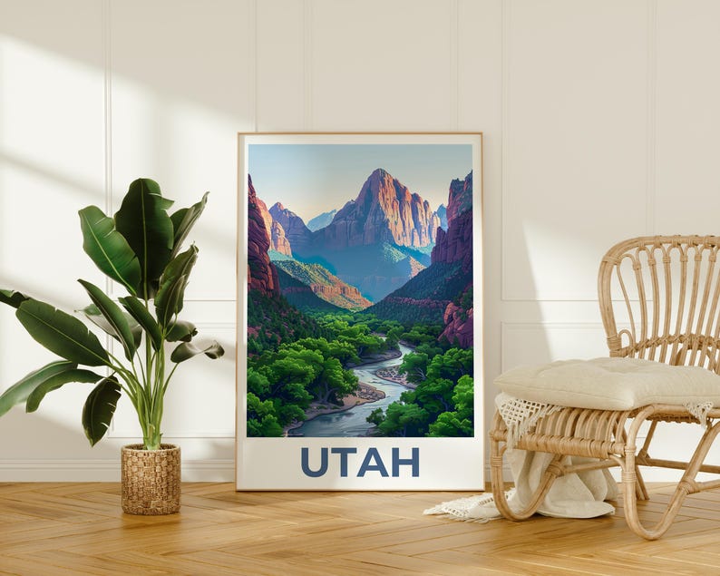 Utah Print Poster, Zion Wall Art, Zion National Park Poster, Travel Gift Idea, Utah Illustration, Utah Poster