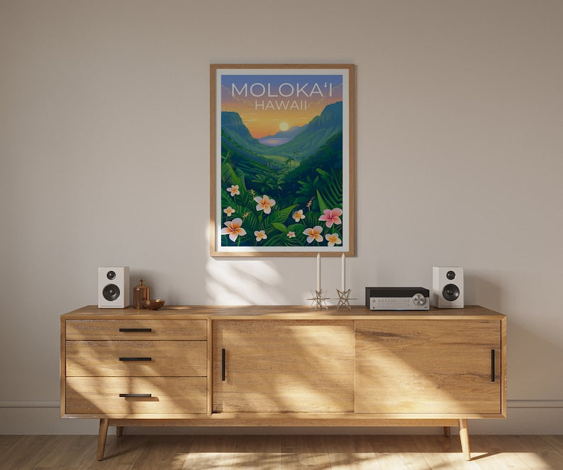 Moloka‘i Poster, Moloka‘i Print, Hawaii Poster, Hawaii Print, Molokai Poster, Coast Art, Molokai Print