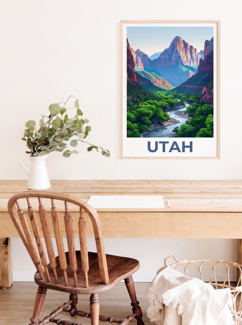 Utah Print Poster, Zion Wall Art, Zion National Park Poster, Travel Gift Idea, Utah Illustration, Utah Poster