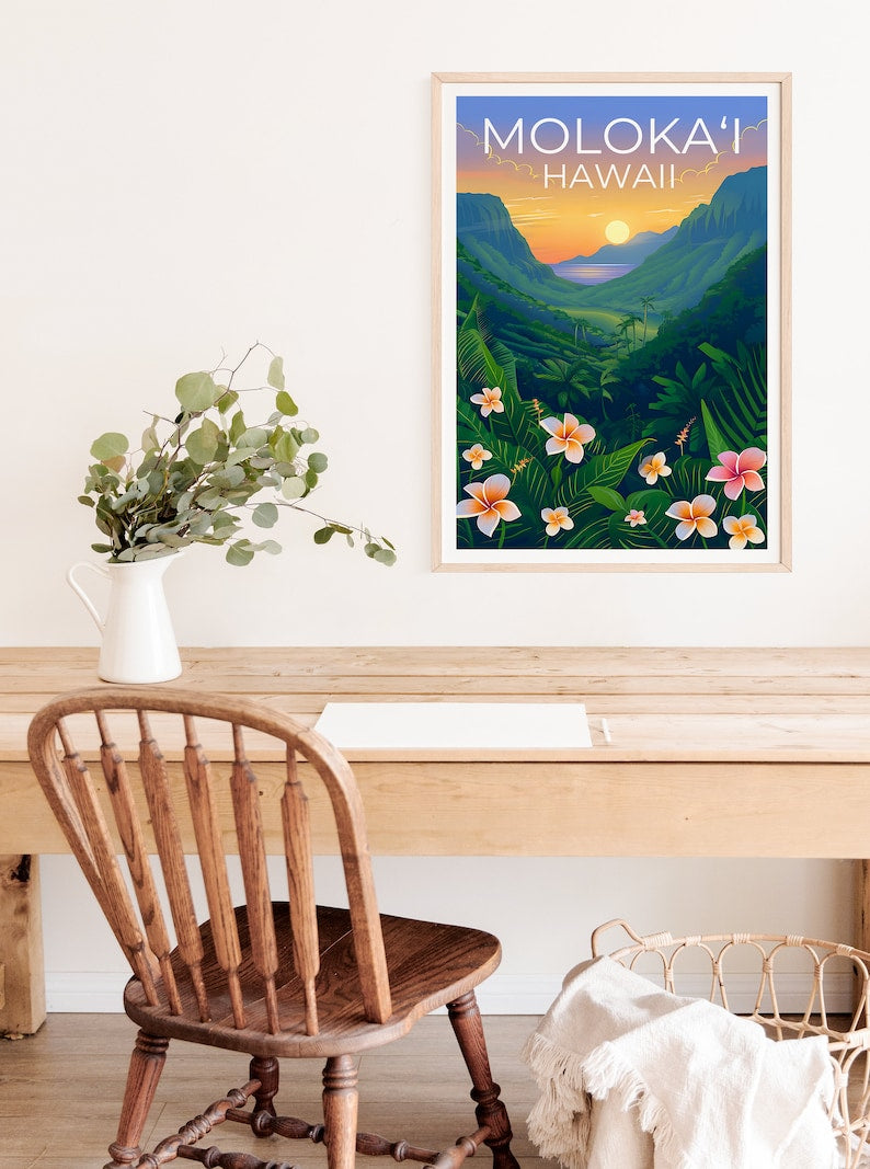 Moloka‘i Poster, Moloka‘i Print, Hawaii Poster, Hawaii Print, Molokai Poster, Coast Art, Molokai Print