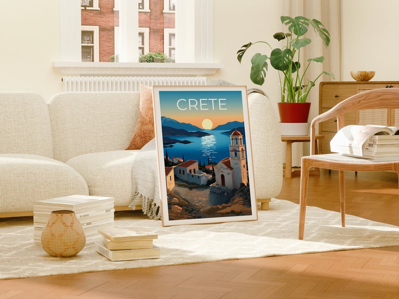 Crete Travel Poster, Greece Wall Art, Greece Print, Crete Poster, Greek Island Poster, City Poster, Crete Illustration