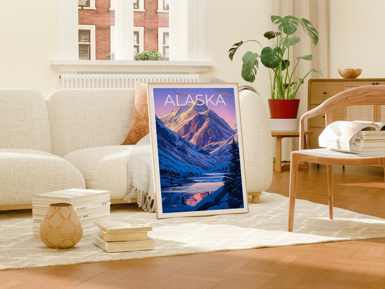 Alaska Travel Poster, Alaska Wall Art, Alaska Print, Alaska Poster, Mountain Poster, Nature Poster, Alaska Art