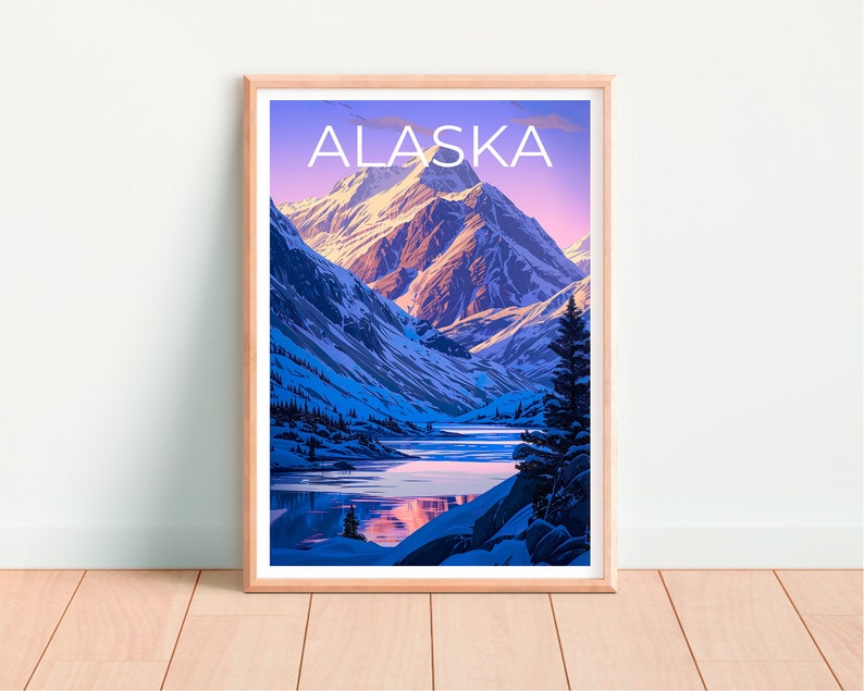 Alaska Travel Poster, Alaska Wall Art, Alaska Print, Alaska Poster, Mountain Poster, Nature Poster, Alaska Art