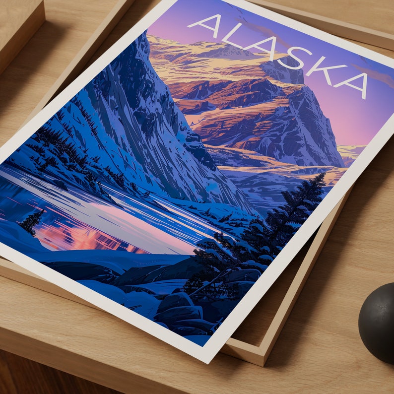 Alaska Travel Poster, Alaska Wall Art, Alaska Print, Alaska Poster, Mountain Poster, Nature Poster, Alaska Art