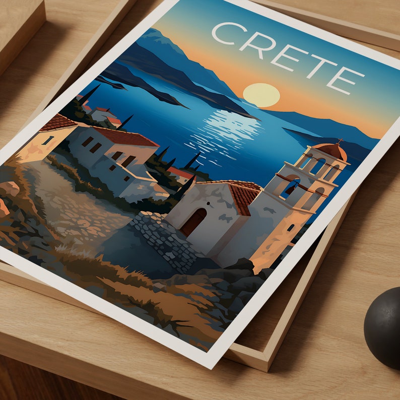 Crete Travel Poster, Greece Wall Art, Greece Print, Crete Poster, Greek Island Poster, City Poster, Crete Illustration