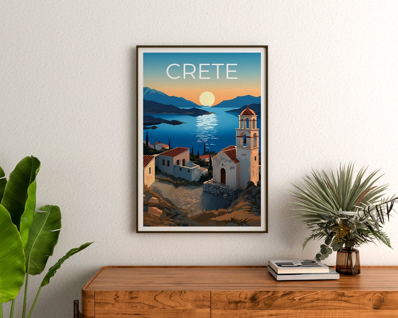 Crete Travel Poster, Greece Wall Art, Greece Print, Crete Poster, Greek Island Poster, City Poster, Crete Illustration