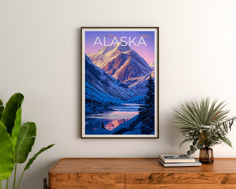 Alaska Travel Poster, Alaska Wall Art, Alaska Print, Alaska Poster, Mountain Poster, Nature Poster, Alaska Art