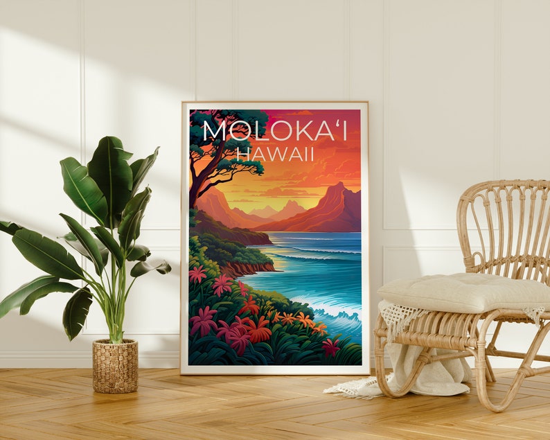Moloka‘i Poster, Moloka‘i Print, Hawaii Art, Molokai Poster, Moloka‘i Poster, Hawaii Poster, Hawaii Island Poster