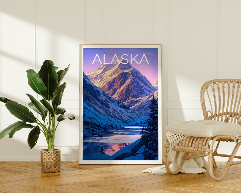 Alaska Travel Poster, Alaska Wall Art, Alaska Print, Alaska Poster, Mountain Poster, Nature Poster, Alaska Art