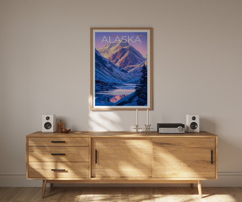 Alaska Travel Poster, Alaska Wall Art, Alaska Print, Alaska Poster, Mountain Poster, Nature Poster, Alaska Art