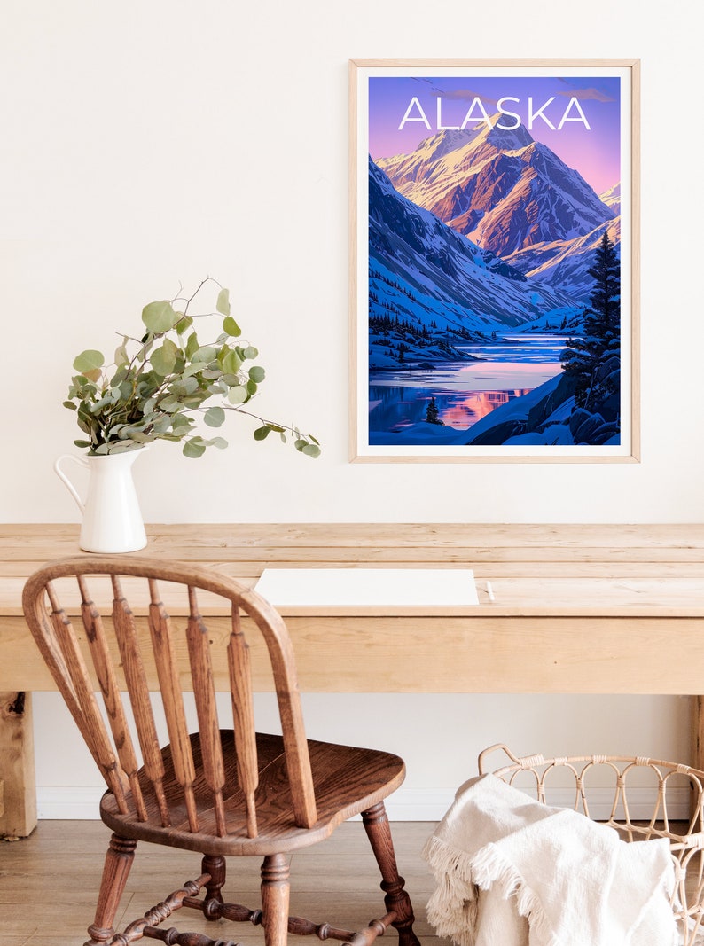 Alaska Travel Poster, Alaska Wall Art, Alaska Print, Alaska Poster, Mountain Poster, Nature Poster, Alaska Art