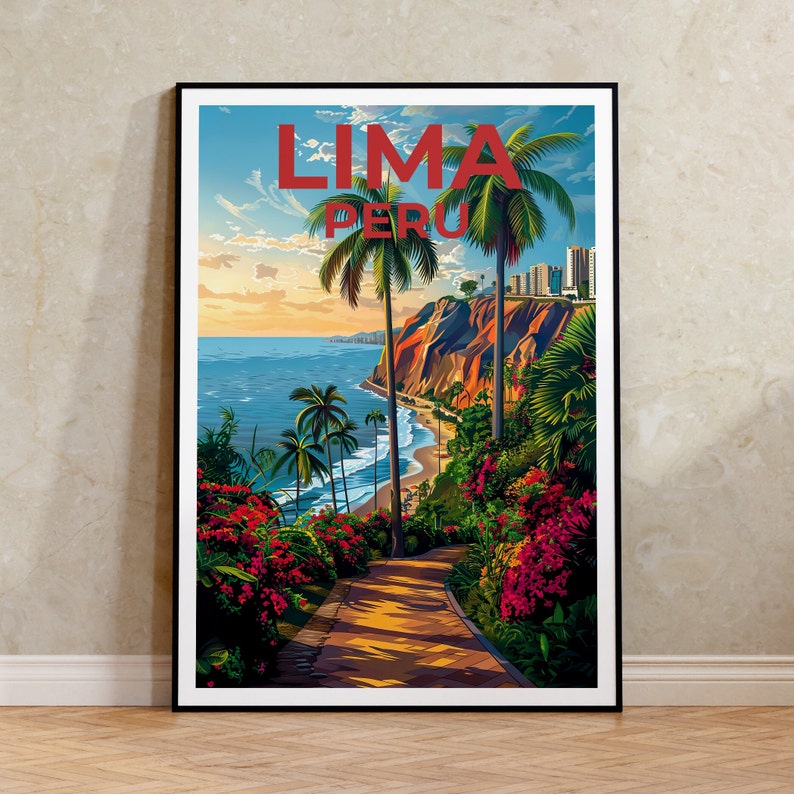 Lima Travel Poster, Lima Wall Art, Peru Print, Peru Poster, Miraflores Poster, South America Poster, Lima Gift