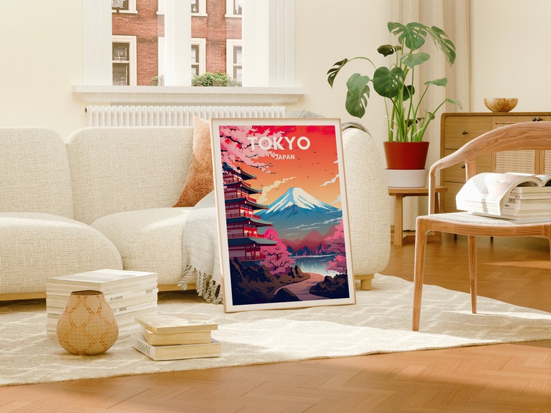 Tokyo Travel Poster, Japan Wall Art, Tokyo Print, Tokyo Poster, Mount Fuji Art, Asia Poster, Poster Art, Wall Decor