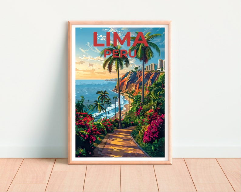 Lima Travel Poster, Lima Wall Art, Peru Print, Peru Poster, Miraflores Poster, South America Poster, Lima Gift