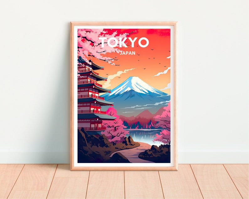 Tokyo Travel Poster, Japan Wall Art, Tokyo Print, Tokyo Poster, Mount Fuji Art, Asia Poster, Poster Art, Wall Decor