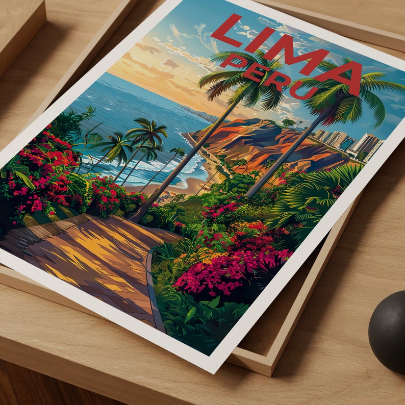 Lima Travel Poster, Lima Wall Art, Peru Print, Peru Poster, Miraflores Poster, South America Poster, Lima Gift