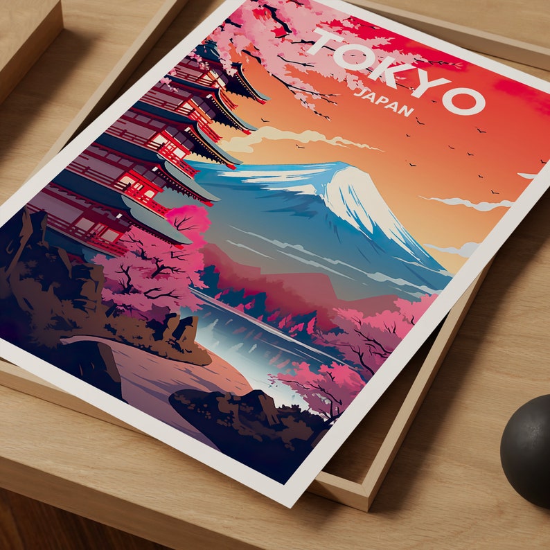 Tokyo Travel Poster, Japan Wall Art, Tokyo Print, Tokyo Poster, Mount Fuji Art, Asia Poster, Poster Art, Wall Decor