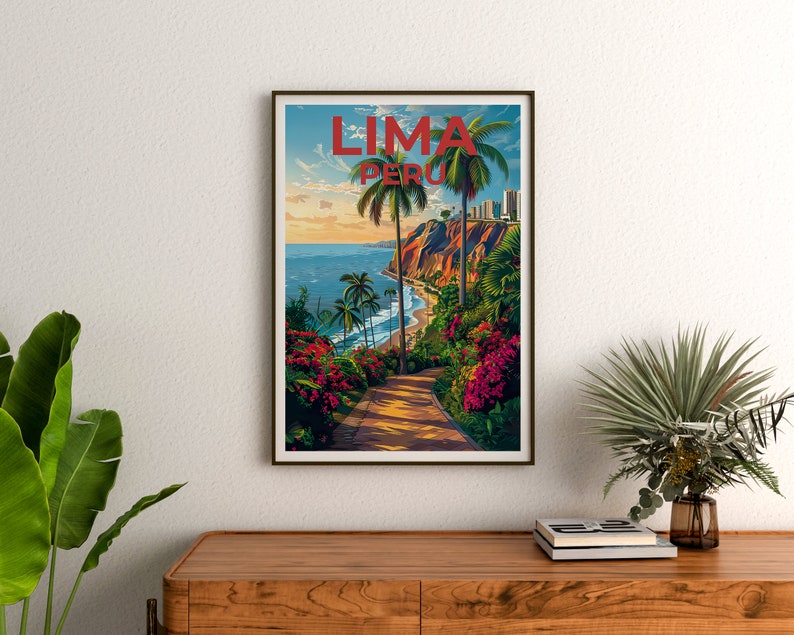Lima Travel Poster, Lima Wall Art, Peru Print, Peru Poster, Miraflores Poster, South America Poster, Lima Gift