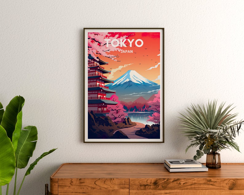 Tokyo Travel Poster, Japan Wall Art, Tokyo Print, Tokyo Poster, Mount Fuji Art, Asia Poster, Poster Art, Wall Decor