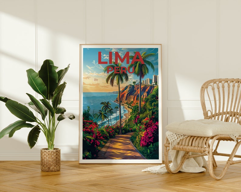 Lima Travel Poster, Lima Wall Art, Peru Print, Peru Poster, Miraflores Poster, South America Poster, Lima Gift