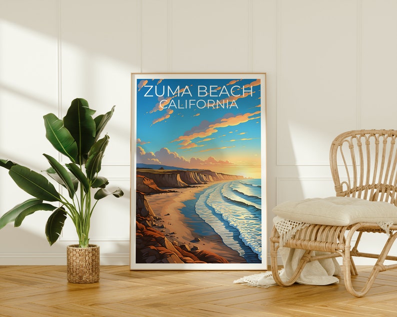 Zuma Beach Travel Poster, California Wall Art, California Print, Zuma Beach Poster, California Beach Poster, Zuma Beach Gift