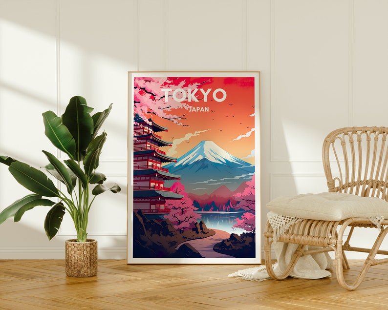 Tokyo Travel Poster, Japan Wall Art, Tokyo Print, Tokyo Poster, Mount Fuji Art, Asia Poster, Poster Art, Wall Decor