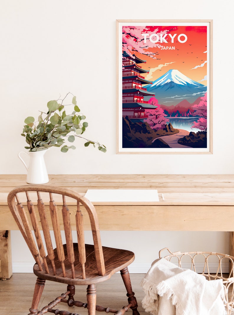 Tokyo Travel Poster, Japan Wall Art, Tokyo Print, Tokyo Poster, Mount Fuji Art, Asia Poster, Poster Art, Wall Decor