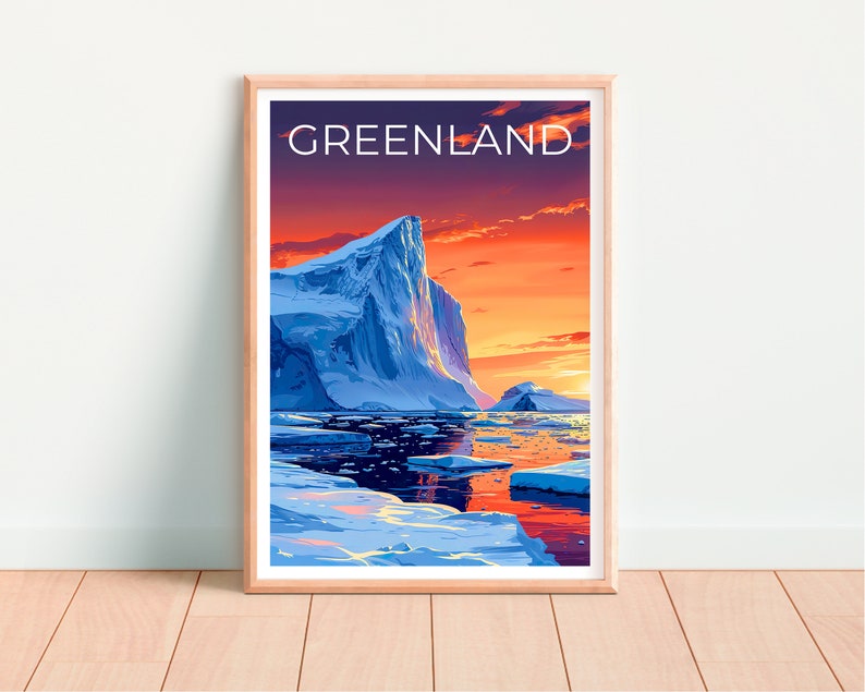 Greenland Poster, Greenland Print, Iceberg Poster, Ice Shelf Print, Greenland Travel Poster, Iceberg Art, Greenland Gift