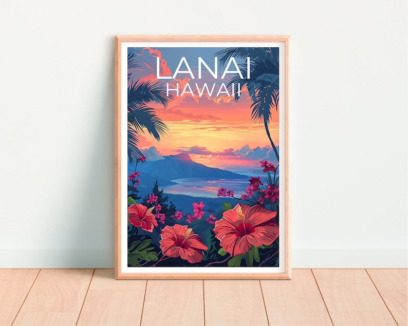 Lanai Poster, Lanai  Print, Hawaii Poster, Hawaii Print, Lanai Travel Poster, Island Art, Hawaii Art