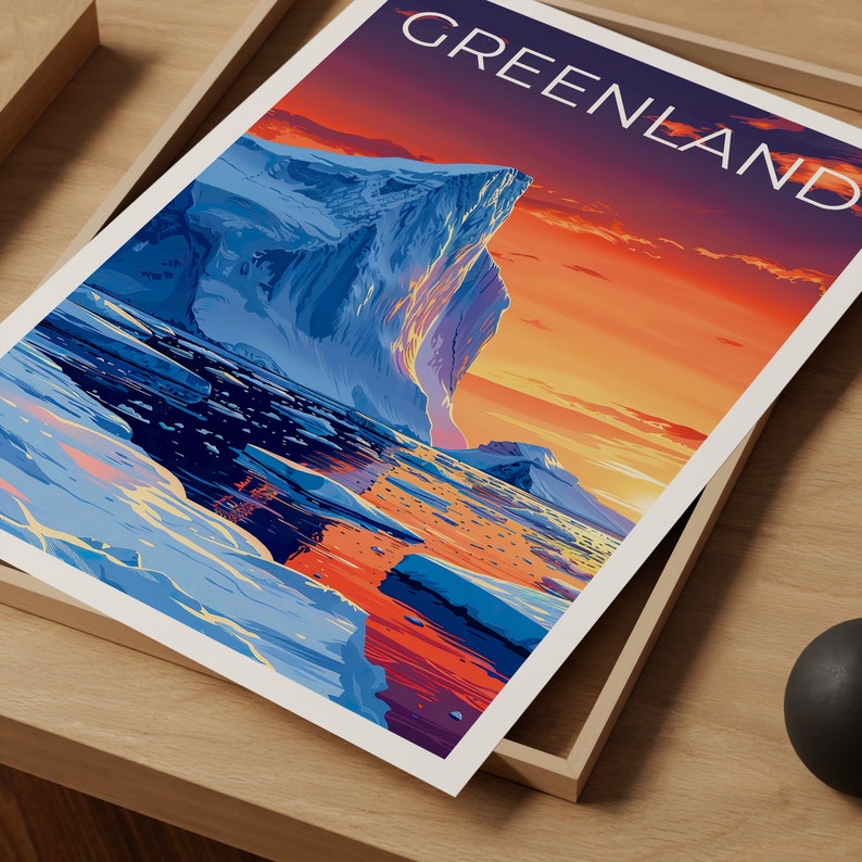 Greenland Poster, Greenland Print, Iceberg Poster, Ice Shelf Print, Greenland Travel Poster, Iceberg Art, Greenland Gift