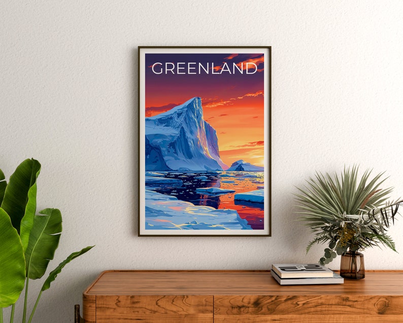 Greenland Poster, Greenland Print, Iceberg Poster, Ice Shelf Print, Greenland Travel Poster, Iceberg Art, Greenland Gift