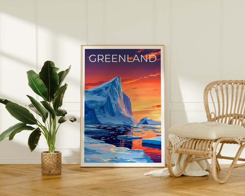 Greenland Poster, Greenland Print, Iceberg Poster, Ice Shelf Print, Greenland Travel Poster, Iceberg Art, Greenland Gift