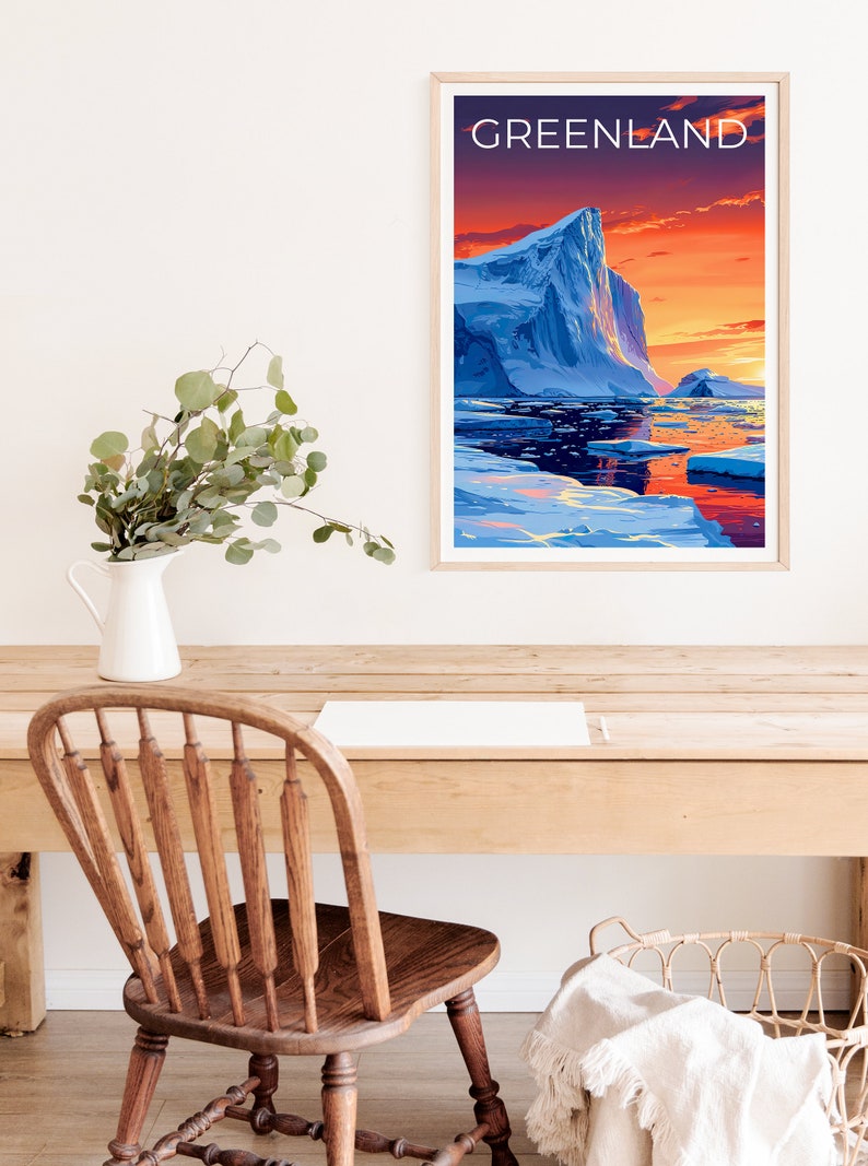Greenland Poster, Greenland Print, Iceberg Poster, Ice Shelf Print, Greenland Travel Poster, Iceberg Art, Greenland Gift