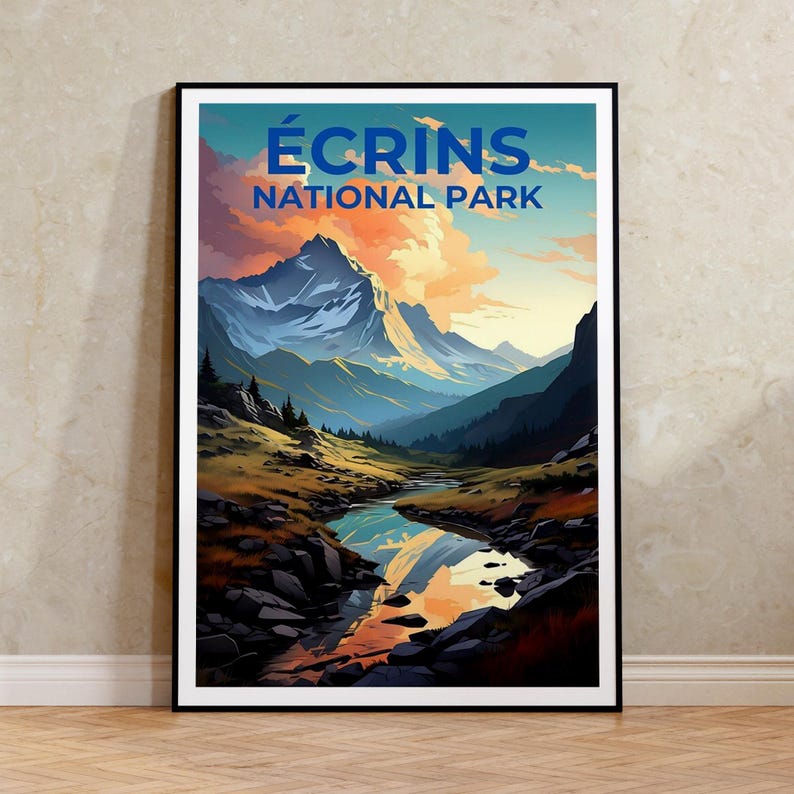 Affiche de voyage Écrins, Art mural France, Impression France, Affiche Écrins, Affiche France, Affiche Nature, Art Écrins