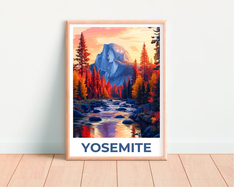 Affiche du parc national de Yosemite, impression Half Dome, affiche de Californie, affiche Half Dome, affiche Yosemite, cadeau Yosemite, impression Californie