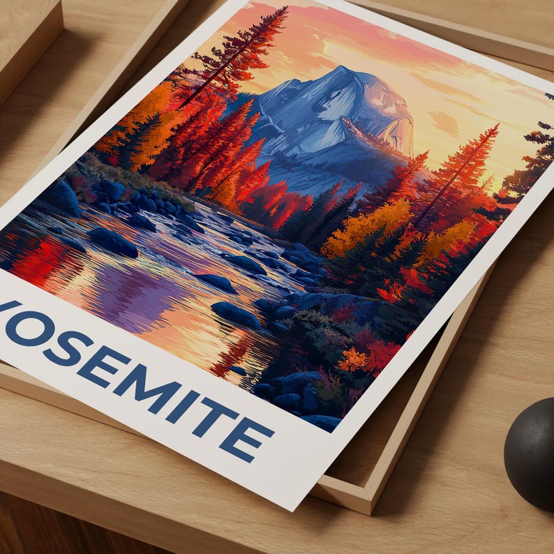 Affiche du parc national de Yosemite, impression Half Dome, affiche de Californie, affiche Half Dome, affiche Yosemite, cadeau Yosemite, impression Californie