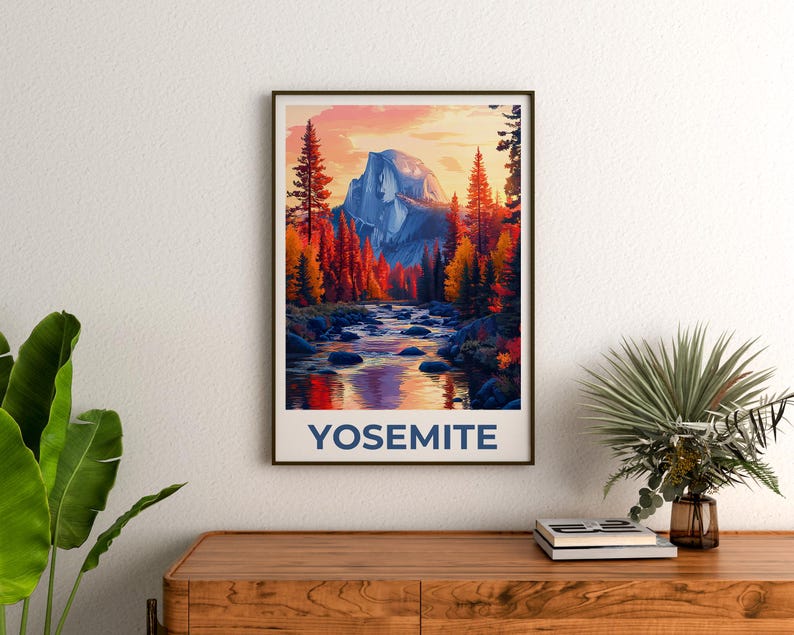 Affiche du parc national de Yosemite, impression Half Dome, affiche de Californie, affiche Half Dome, affiche Yosemite, cadeau Yosemite, impression Californie