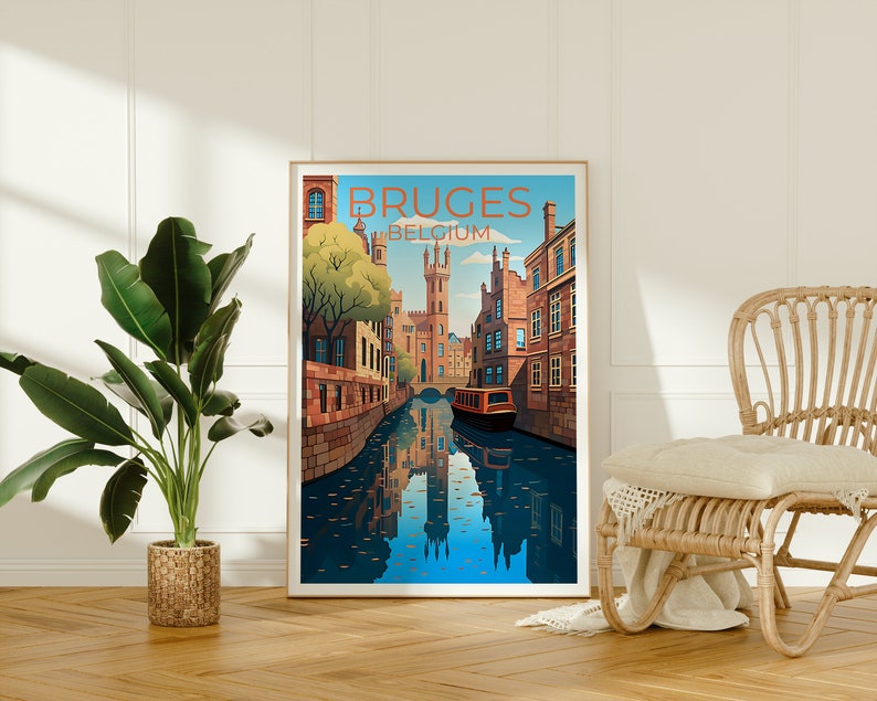 Bruges Travel Poster, Belgium Wall Art, Belgium Print, Bruges Poster, Europe Poster, City Poster, Bruges Art